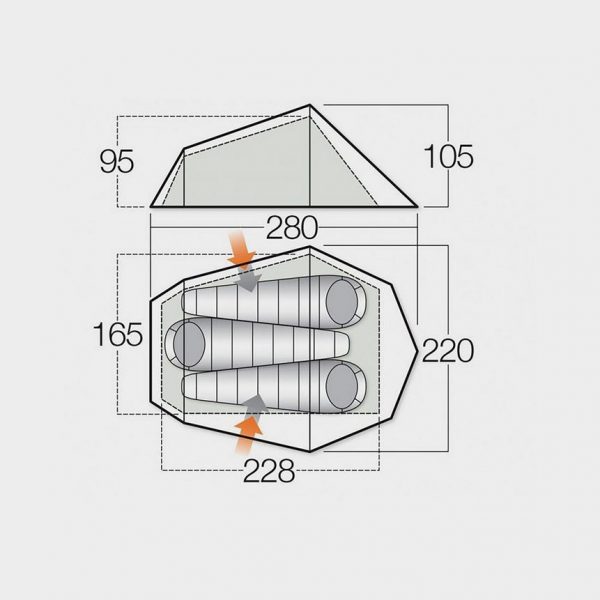 vango banshee 3 person tent dimensions