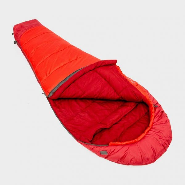 sleeping bag is set up with view of the inside